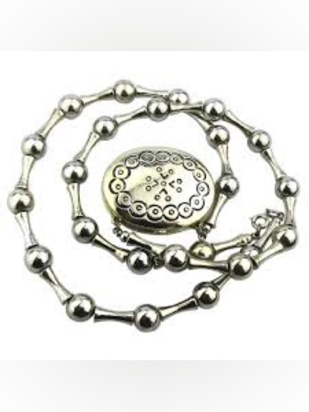 Estée Lauder "Moon Silver" solid perfume locket necklace